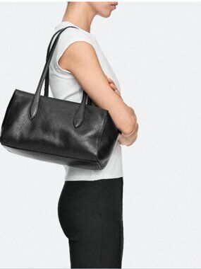 Massimo Dutti  Nappa leather west satchel bag COLOR BLACK NEW